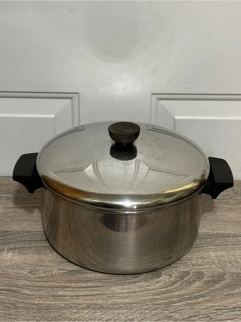 Vtg Revere Ware 4 1/2 Qt Stock Pot Stainless Steel w Lid 85 Made in Clinton, IL